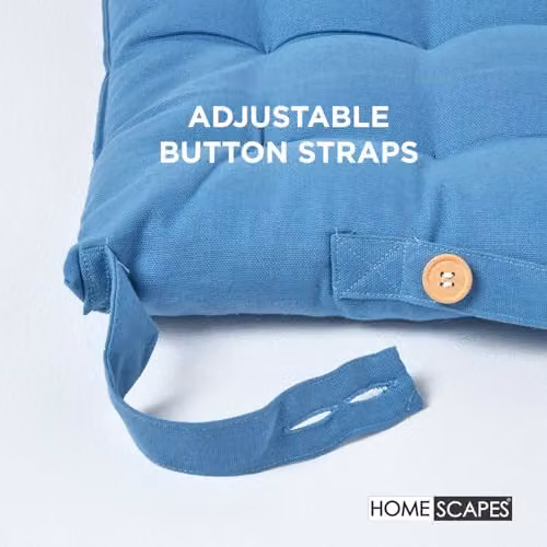 Homescapes Cotton Seat Pad, Blue, W/D/H: 40 x 40 x 6.5 cm – 4