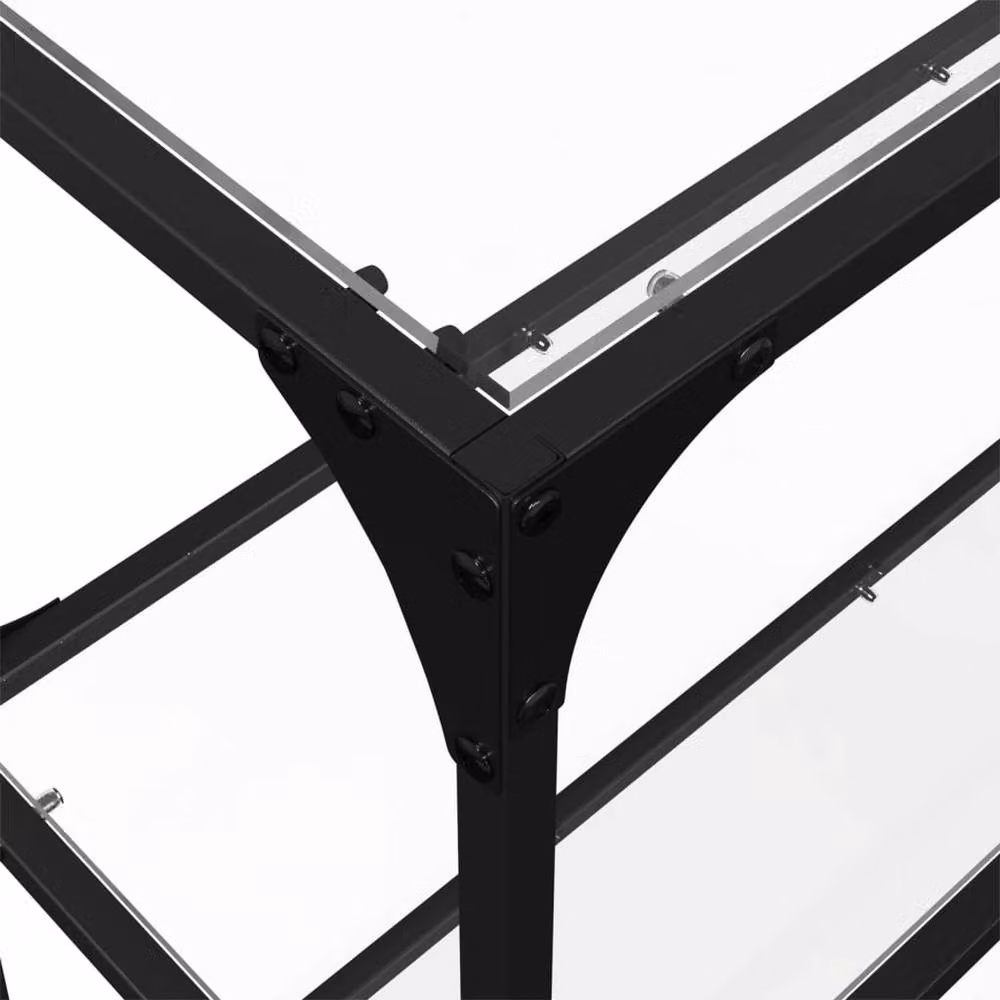 Berkfield Home Modern Console Table with Transparent Glass Top and Black Steel Frame, W: 118.5 cm, D: 30 cm, H: 81 cm – 4