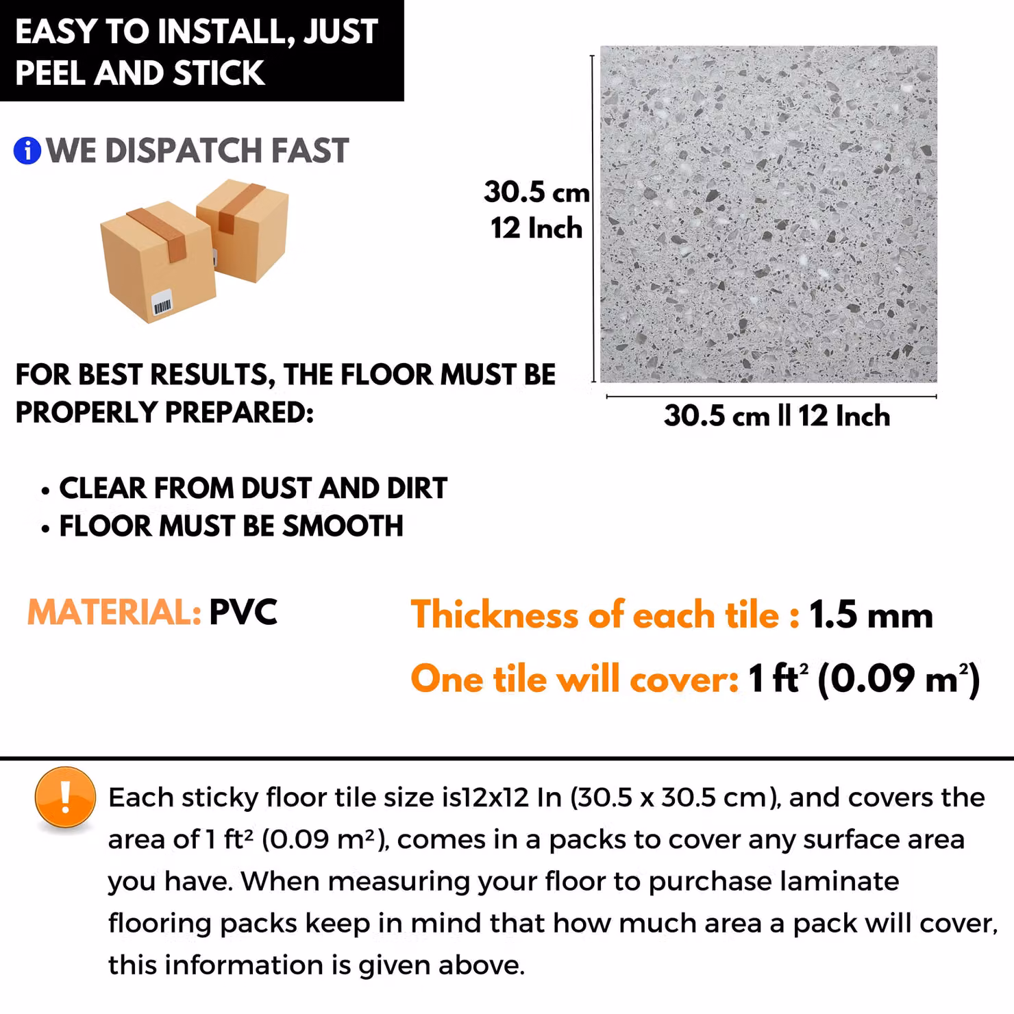 Novecrafto Self Adhesive Stone Look Vinyl Floor Tiles, Pack of 30, Marbled Beige and Grey, W/D: 30.5 x 30.5 cm – 2