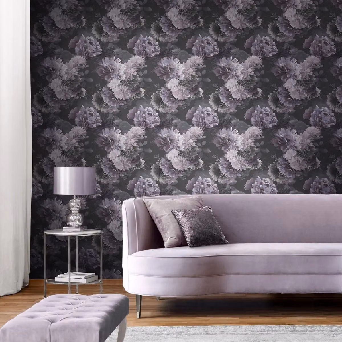 Muriva Lipsy Issey Floral Botanical Wallpaper in Mauve Purple – 2