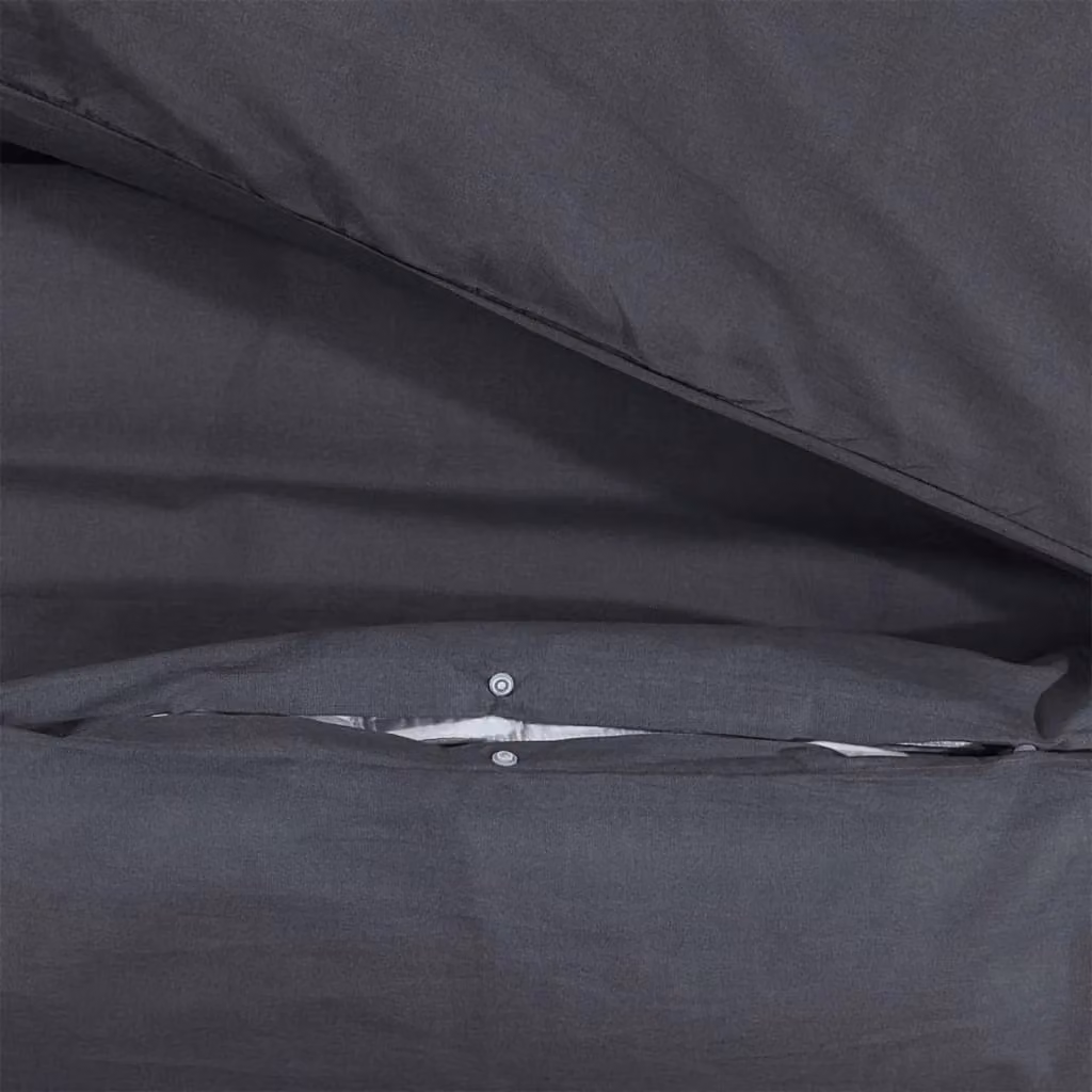 Berkfield Home Black Cotton Duvet Cover and Pillowcase Set W: 260 cm, D: 220 cm – 4