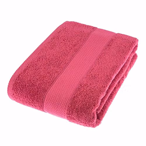 Homescapes Pink Turkish Cotton Bath Sheet, 500 GSM, Fluffy and Quick-Drying