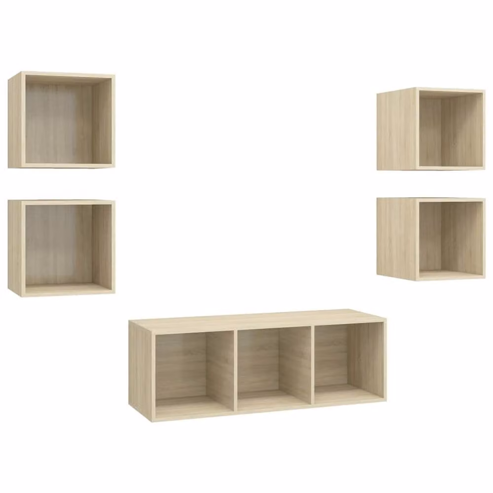 Berkfield Home 5 Piece Sonoma Oak TV Cabinet Set in Brown – 2
