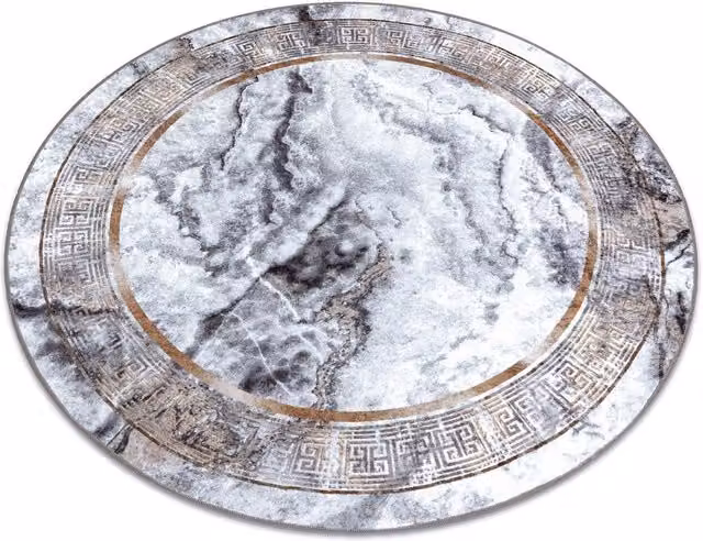 RugsX Miro Round Grey Stone Look Polyester Rug, Diameter: 120 cm – 1
