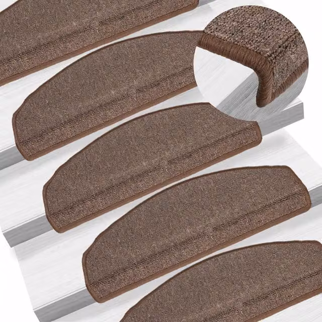 Berkfield Home Self-Adhesive Stair Mats, 10 Pack, Coffee Brown, W: 65 cm, D: 24 cm, H: 4 cm