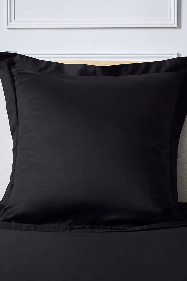 Ted Baker 250 Thread Count Plain Dye Mako Satin Cotton Square Oxford Pillowcase, Black