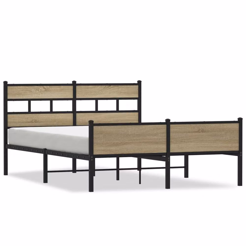 Berkfield Home Elegant Bed Frame in Sonoma Oak and Brown, W/D/H: 140 x 200 x 91.5 cm – 3