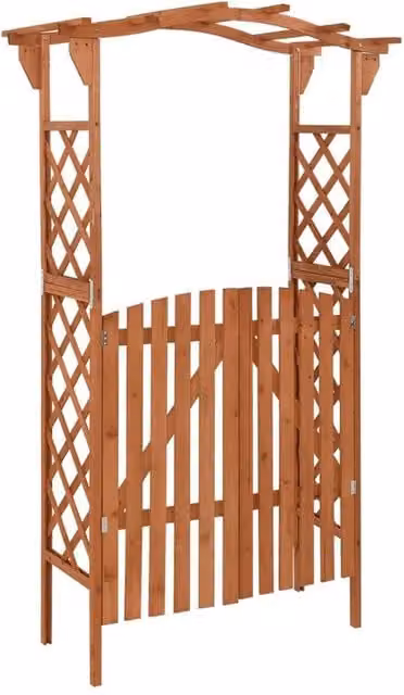 Berkfield Home Rustic Brown Solid Wood Pergola with Gate, W/D/H: 116 x 40 x 204 cm – 1