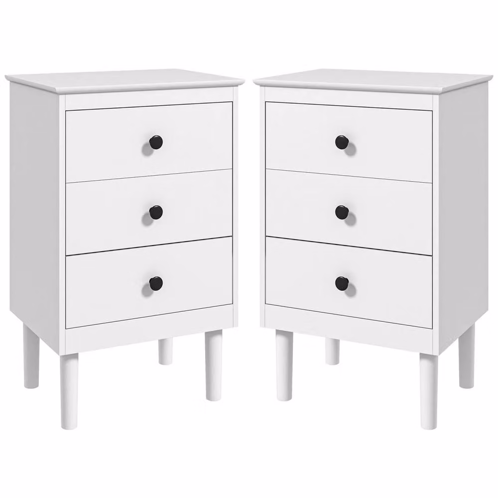 Wyld Haus Latato Set of 2 White Bedside Tables with 3 Drawers Each – 2