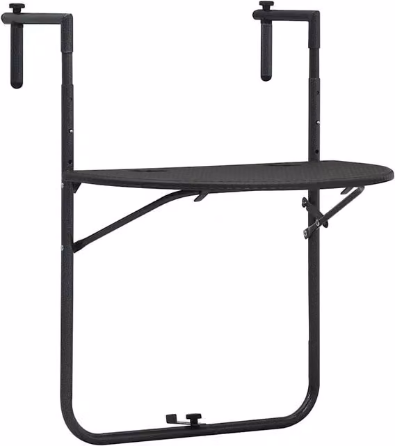 Berkfield Home Hanging Balcony Table in Brown and Dark Grey, W/D/H: 60 x 64 x 83.5 cm – 1