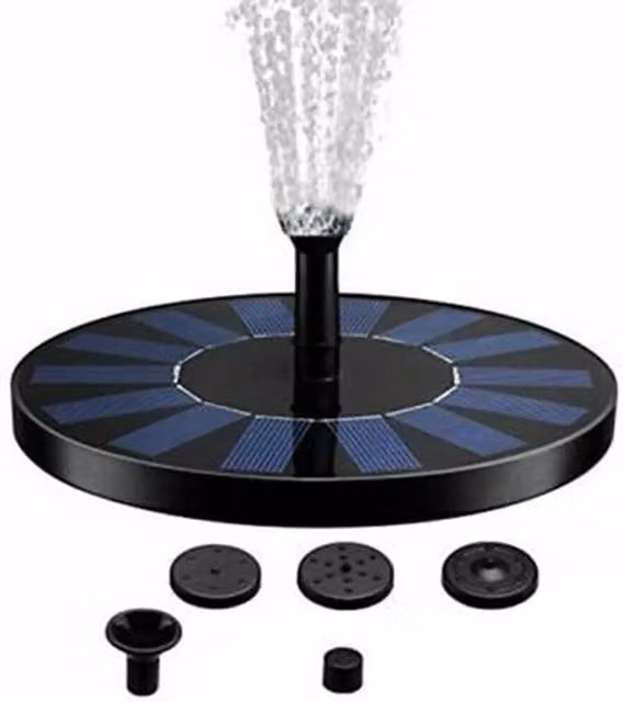 FLAVORA Solar Floating Fountain Pump Outdoor Water Feature, Black, W/D/H: 100 x 100 x 100 cm