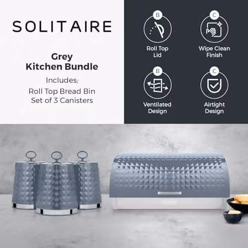 Tower Stainless Steel Airtight Kitchen Canister Set in Grey – 3