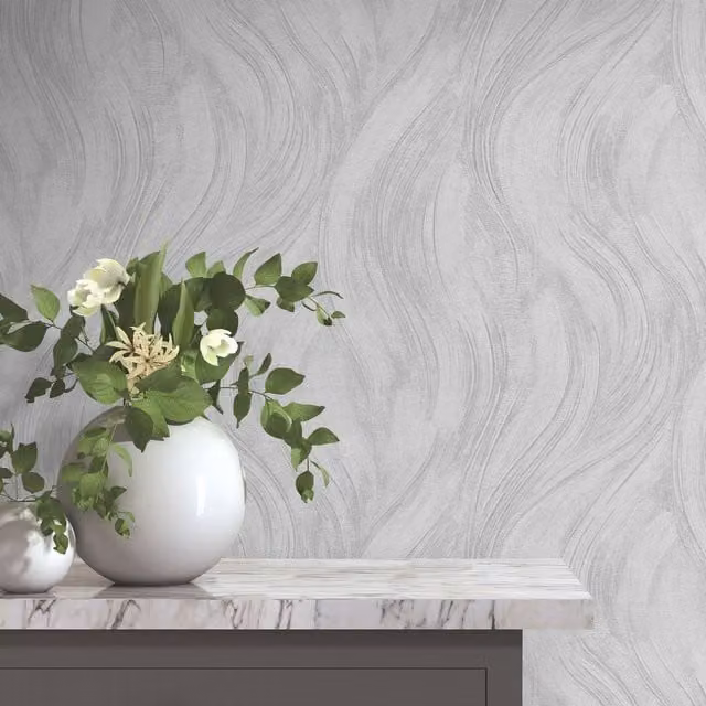Erismann Piano Swirl Grey Abstract Geometric Vinyl Wallpaper Roll