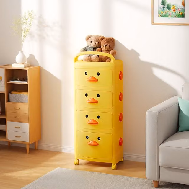 Kidkid Multi Tier Yellow Duck Storage Cart with Castors, Yellow