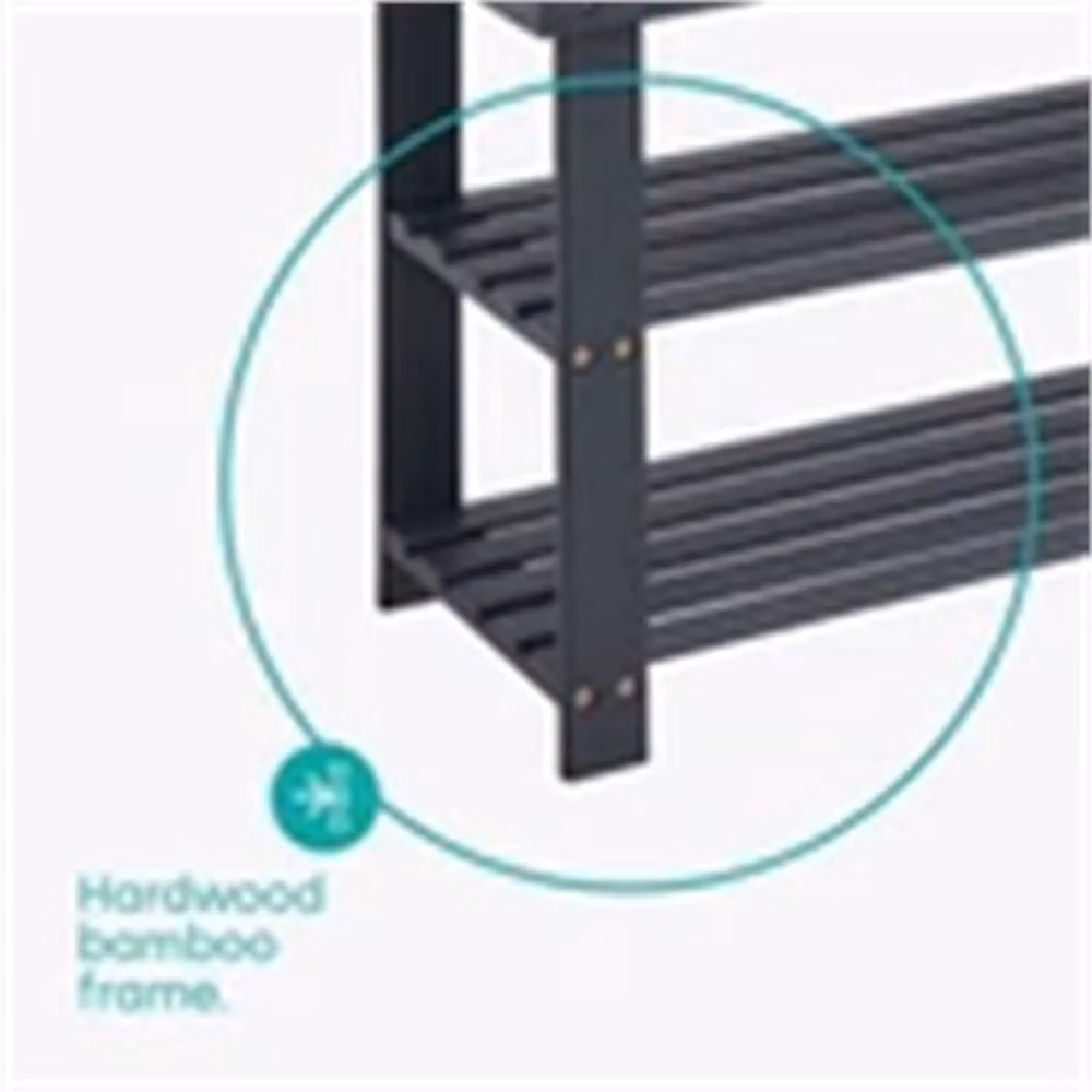 Nordara Bamboo 2 Tier Grey Shoe Rack – 3