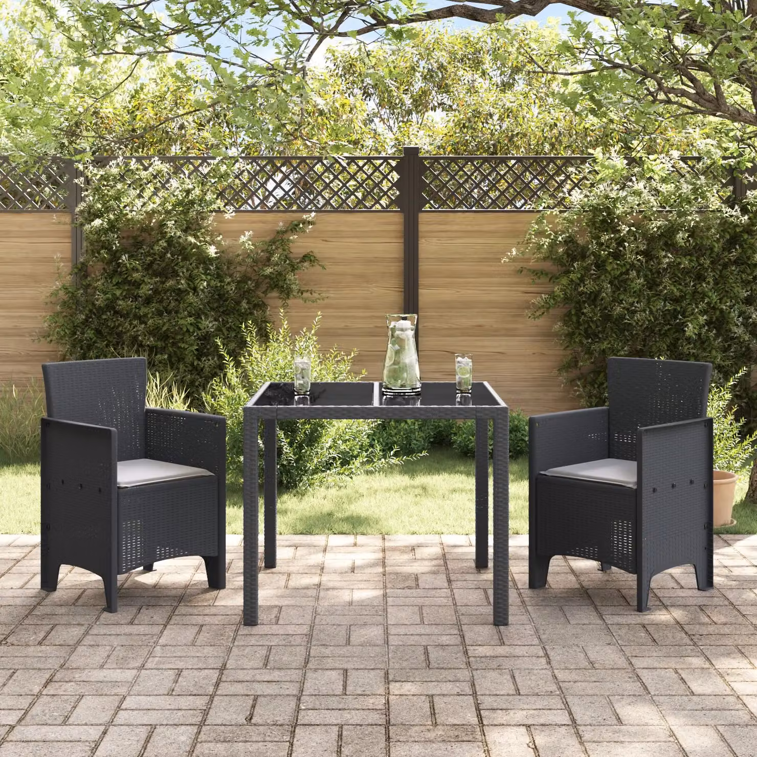 Berkfield Home Modern Garden Chair Set of 2 in Anthracite and Grey – 3