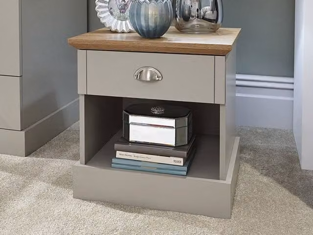 GFW Kendal 1 Drawer Bedside Table in Grey – 1