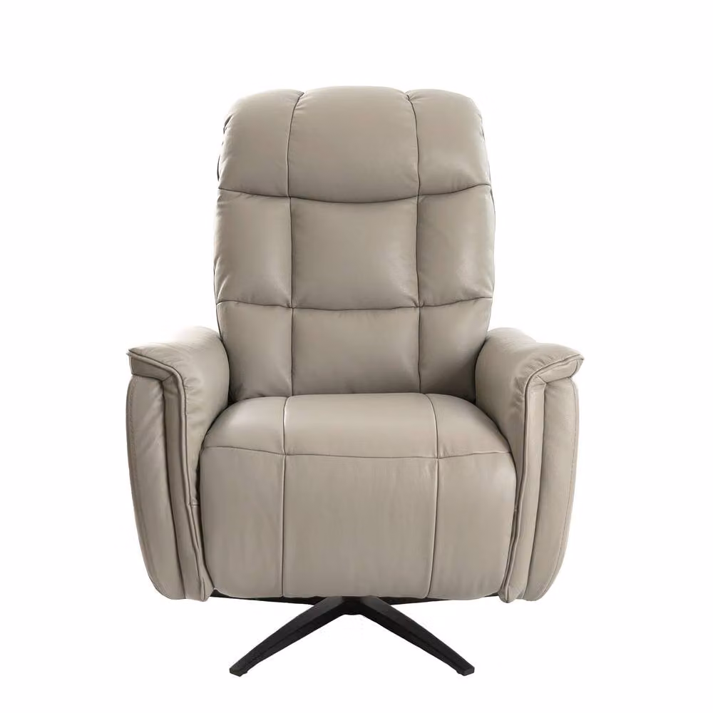 Angel Cerda Grey and Black Cowhide Leather Electric Swivel Recliner Armchair – 2
