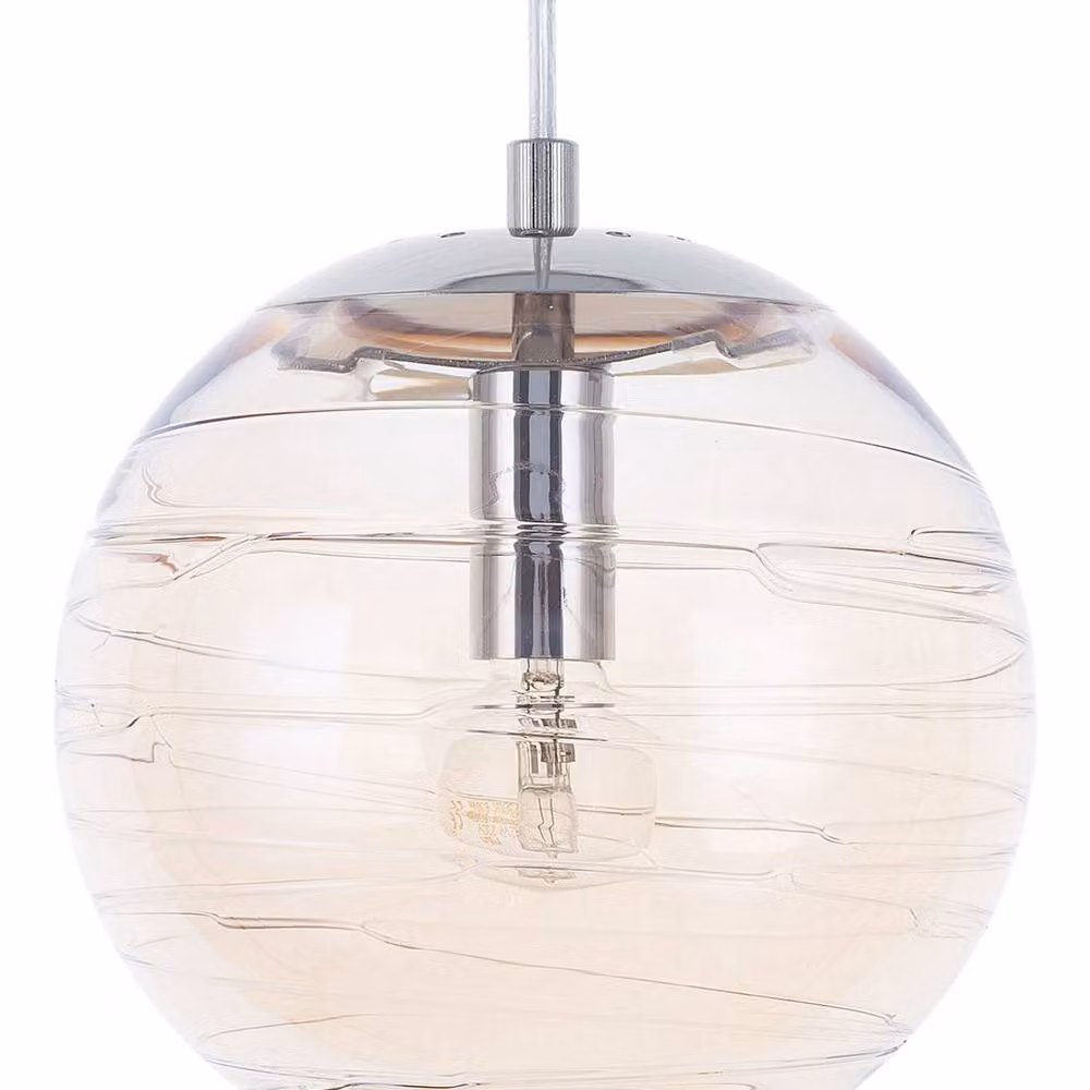 Wyld and Coco Amber Tinted Glass Sphere Pendant Light in Gold/Brass – 2