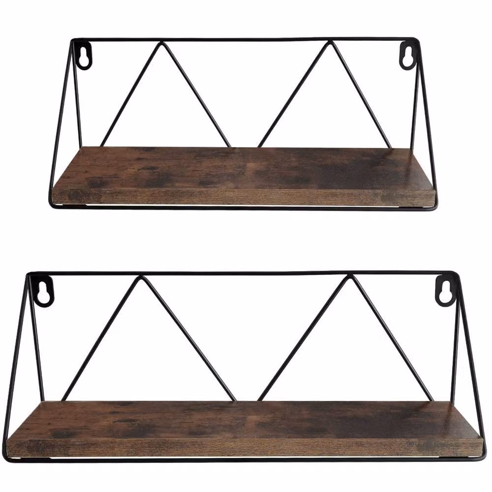 tectake Rockport Industrial Wall Mounted Shelves in Brown – 2