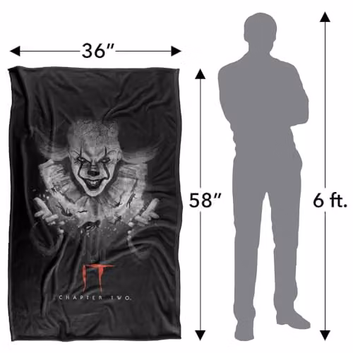 LOGOVISION It Chapter 2 Pennywise In The Dark Super Soft Silky Touch Fleece Throw Blanket, Multicolour, W/D/H: 91 x 147 cm – 4