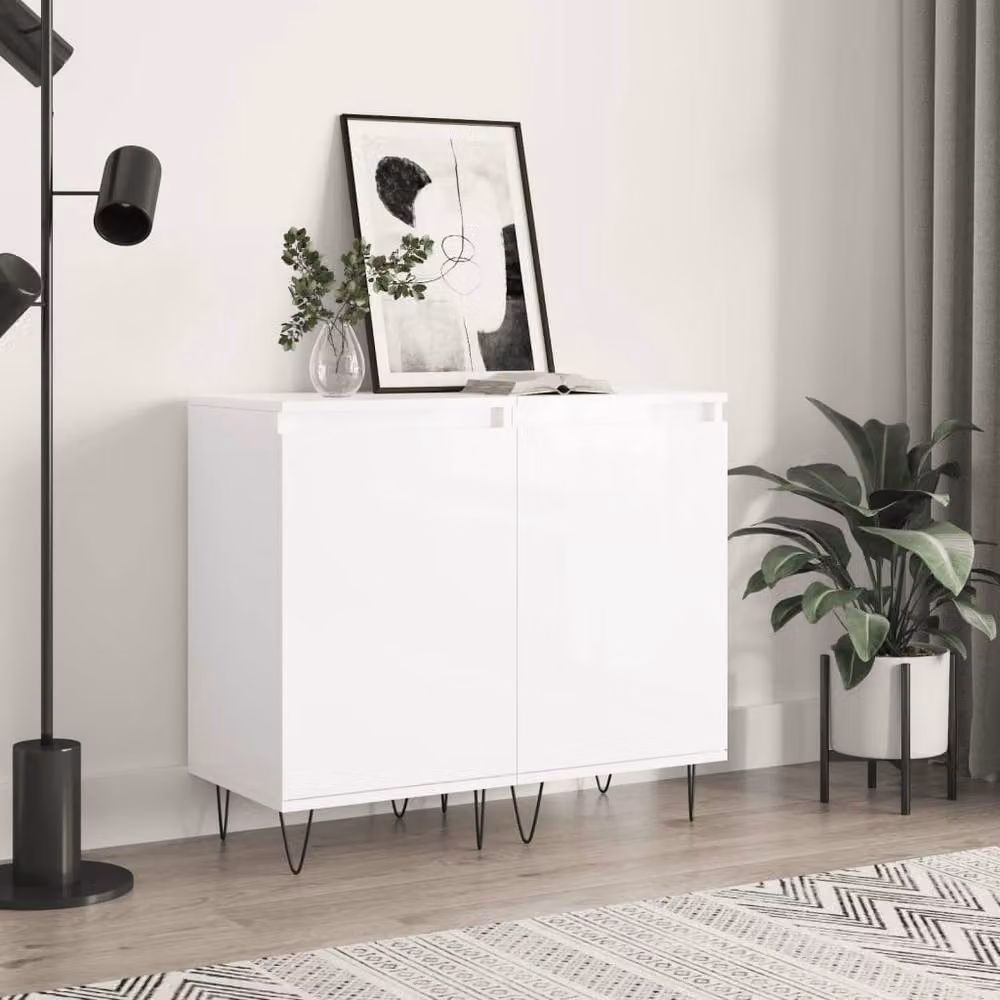 Berkfield Home Set of 2 Modern High Gloss White Sideboards, W/D/H: 40 x 35 x 70 cm – 2