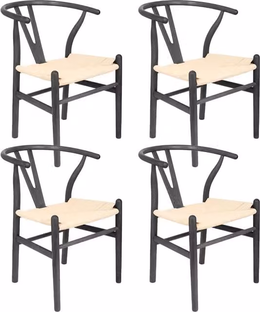 Nicholas Winter Set of 4 Black Beech Wood Scandinavian Style Dining Chairs – 1