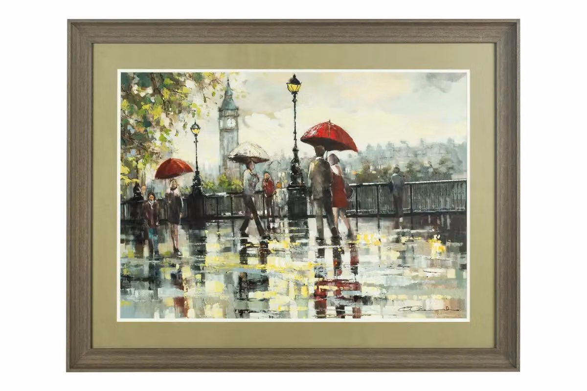 Orsina Modern Abstract City Framed London Wall Art in Red, White and Multicolour – 3