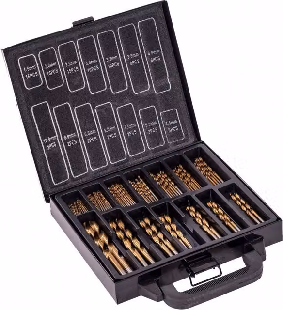 Oypla 99-Piece Titanium Coated HSS Twist Drill Bit Set in Gold with Carry Case (1.5-10mm)