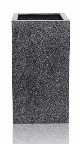 Primrose Poly Terrazzo Stone Tall Cube Planter Tub in Black or Grey, H: 79 cm, W: 40 cm, D: 40 cm – 4