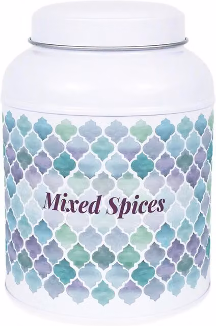 Purely Home Arabesque Tile Mixed Herbs Canister with Small Domed Lid, Multicolour White, 110g