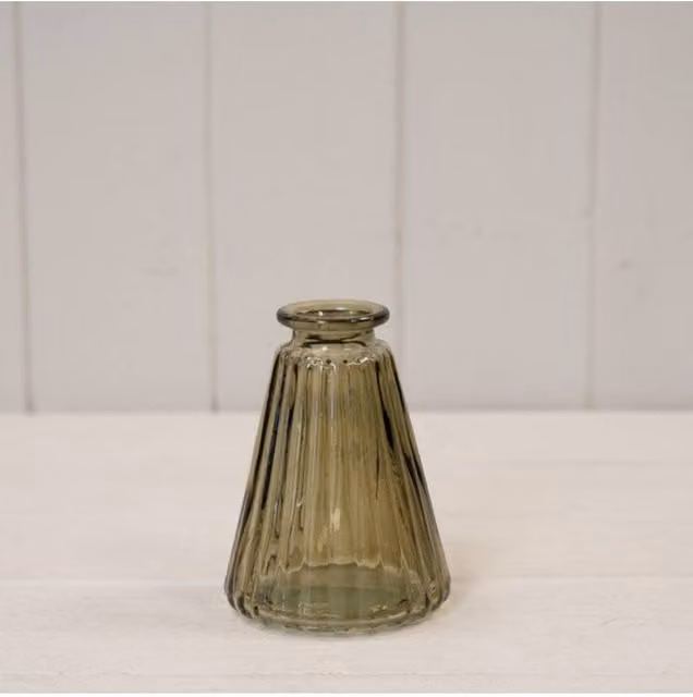 KDMD Ribbed Glass Tabletop Bottle in Olive Green