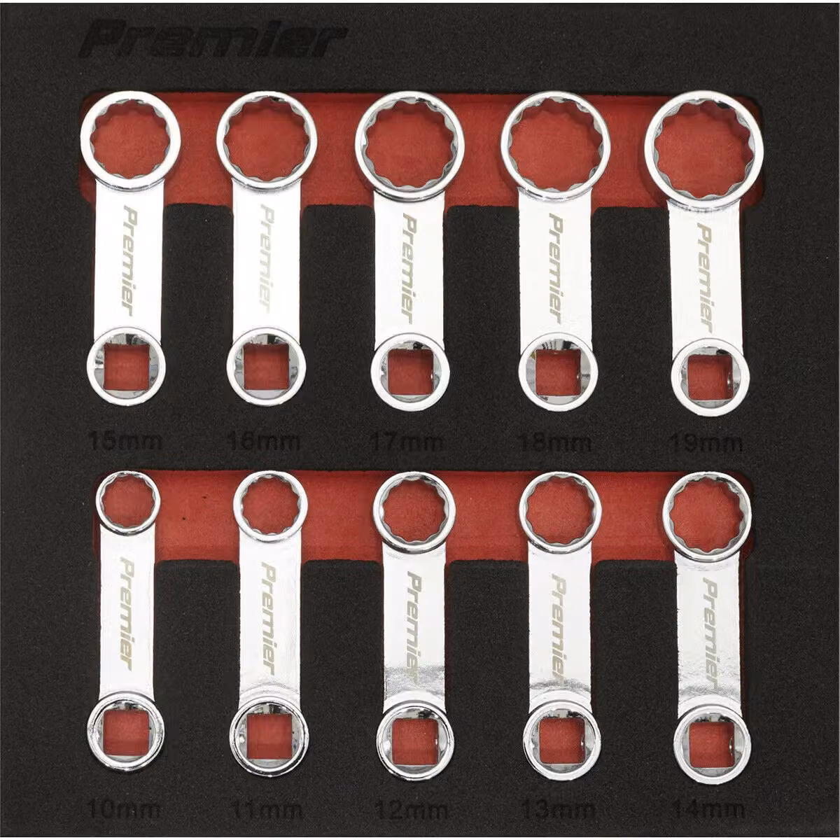 Loops 10pc Metric Socket Set with 3/8 inch Square Drive and 12 Pt Torque Wrench Spanner Adapters in Silver and Multicolour – 3