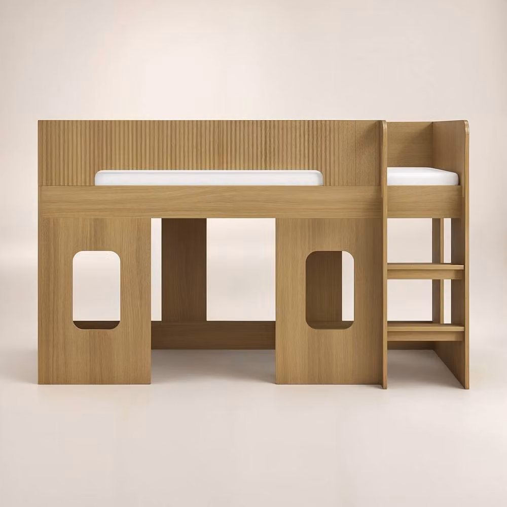 Flair Furnishings Lino Playhouse Kids Mid Sleeper Bed, Brown/Oak, W/D/H: 190 x 90 x 107.2 cm – 8