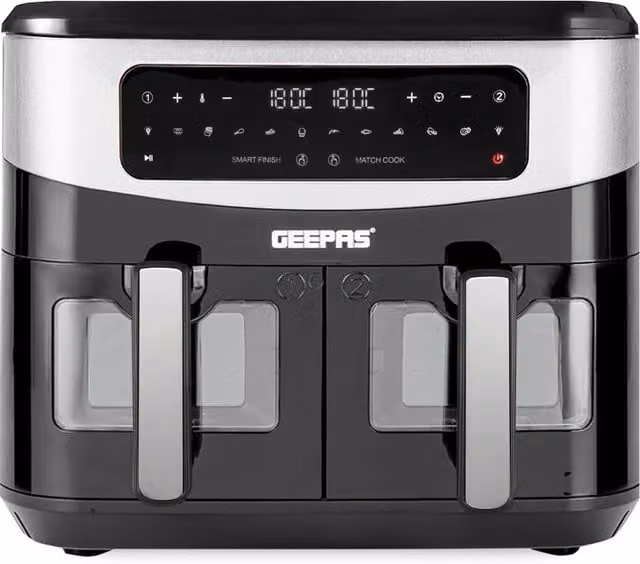 Geepas 9L Dual Zone Air Fryer with Vortex Technology, 10 Presets and Digital Display, Black – 1