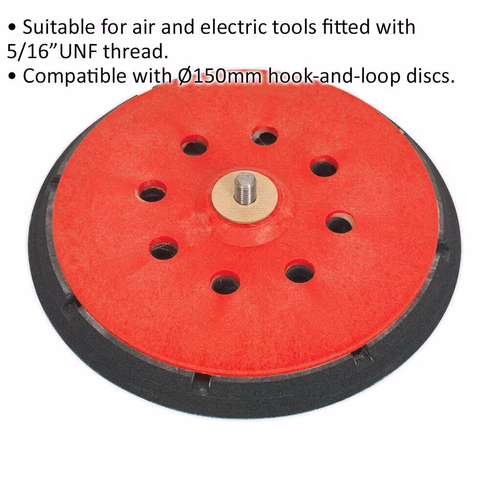 Loops 150mm Universal DA Backing Pad with 5/16 Inch UNF Thread and Hook & Loop Fastening in Red/Multicolour – 2