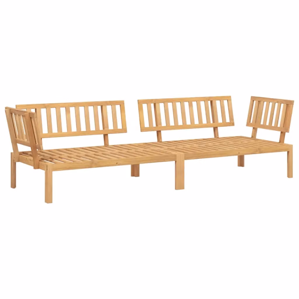 Berkfield Home Garden L-Shape Corner Sofa Set, 2-Piece Solid Acacia Wood Pallet Sofas in Brown – 2