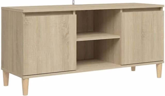 Berkfield Home Sonoma Oak TV Cabinet with Solid Wood Legs in Brown, W: 103.5 cm, D: 35 cm, H: 50 cm – 1