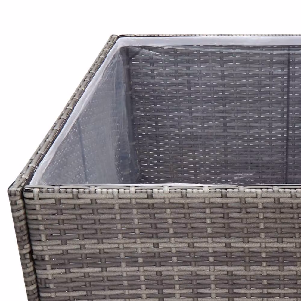 Berkfield Home Beautiful Garden Planter in Grey Poly Rattan, W/D/H: 157 x 80 x 80 cm – 2
