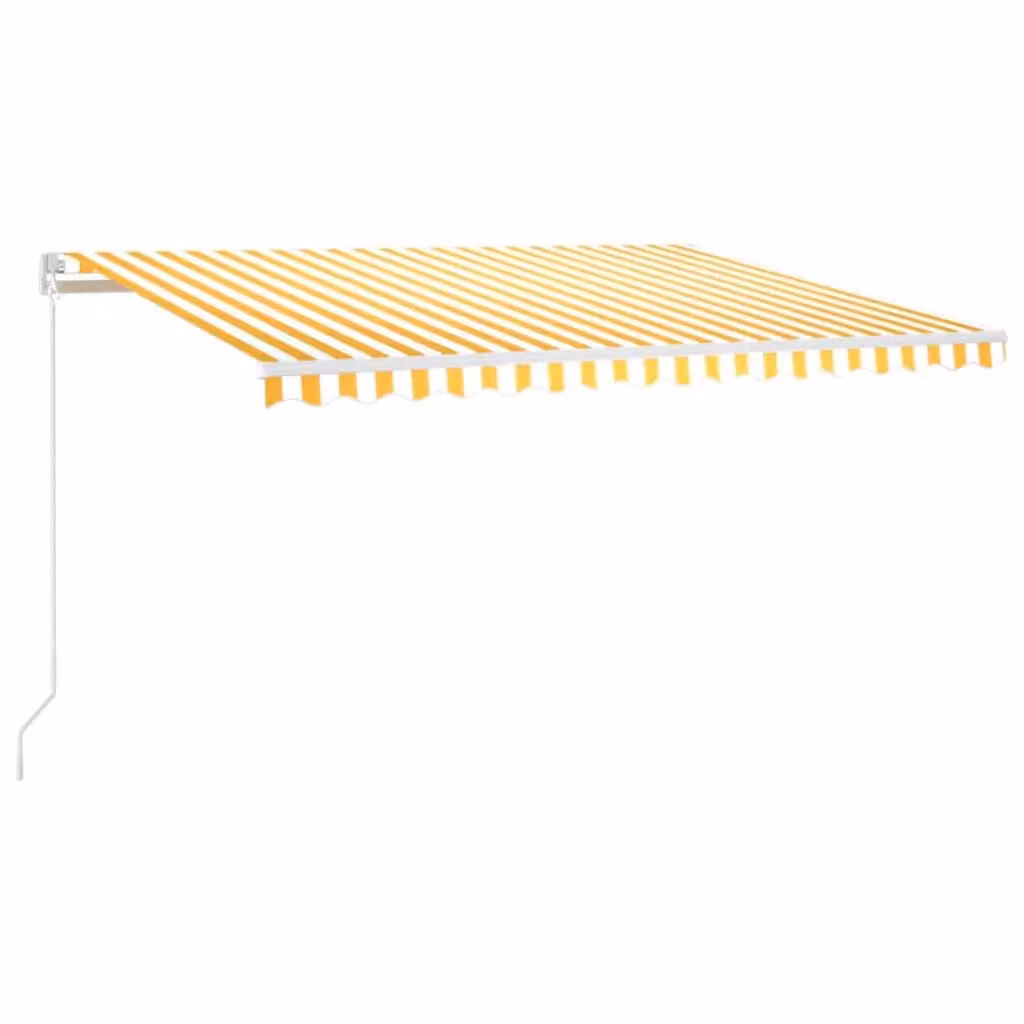 Berkfield Home Manual Retractable Awning with LED, Yellow and White, W: 400 cm, D: 300 cm – 2