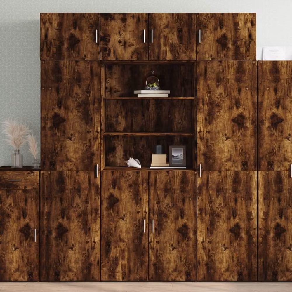 Berkfield Home Modern Smoked Oak Storage Cabinet in Brown, W: 80 cm, D: 42.5 cm, H: 225 cm – 2
