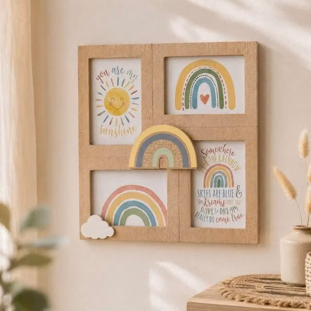Marco Paul Baby Rainbow Single Photo Frame in Beige, W: 31 cm, H: 21 cm – 1
