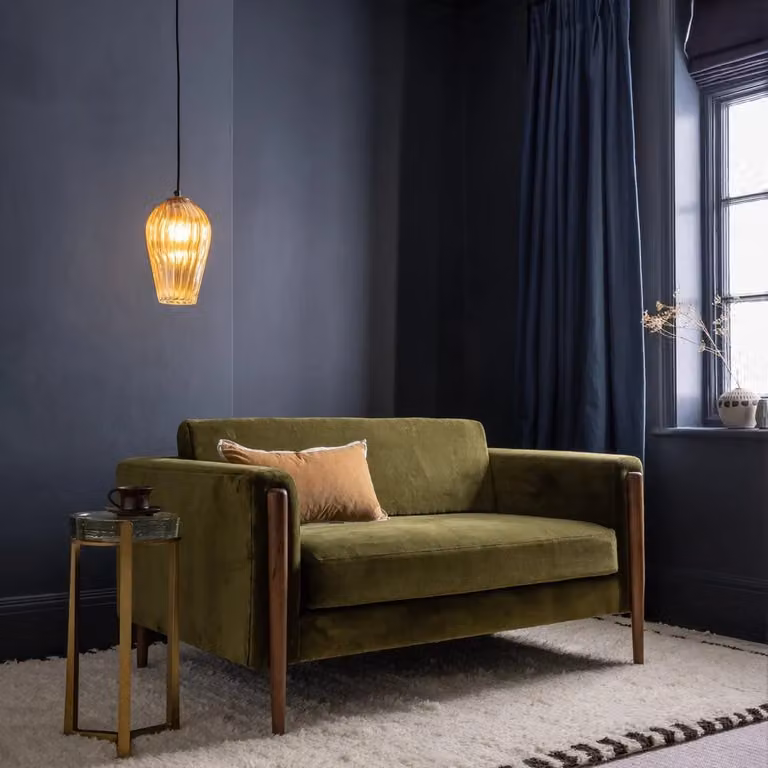 Atkin and Thyme Lexington Loveseat in Deep Green Velvet