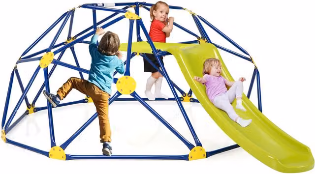 Costway Dome Climber Climbing Frame with Slide in Yellow and Multicolour