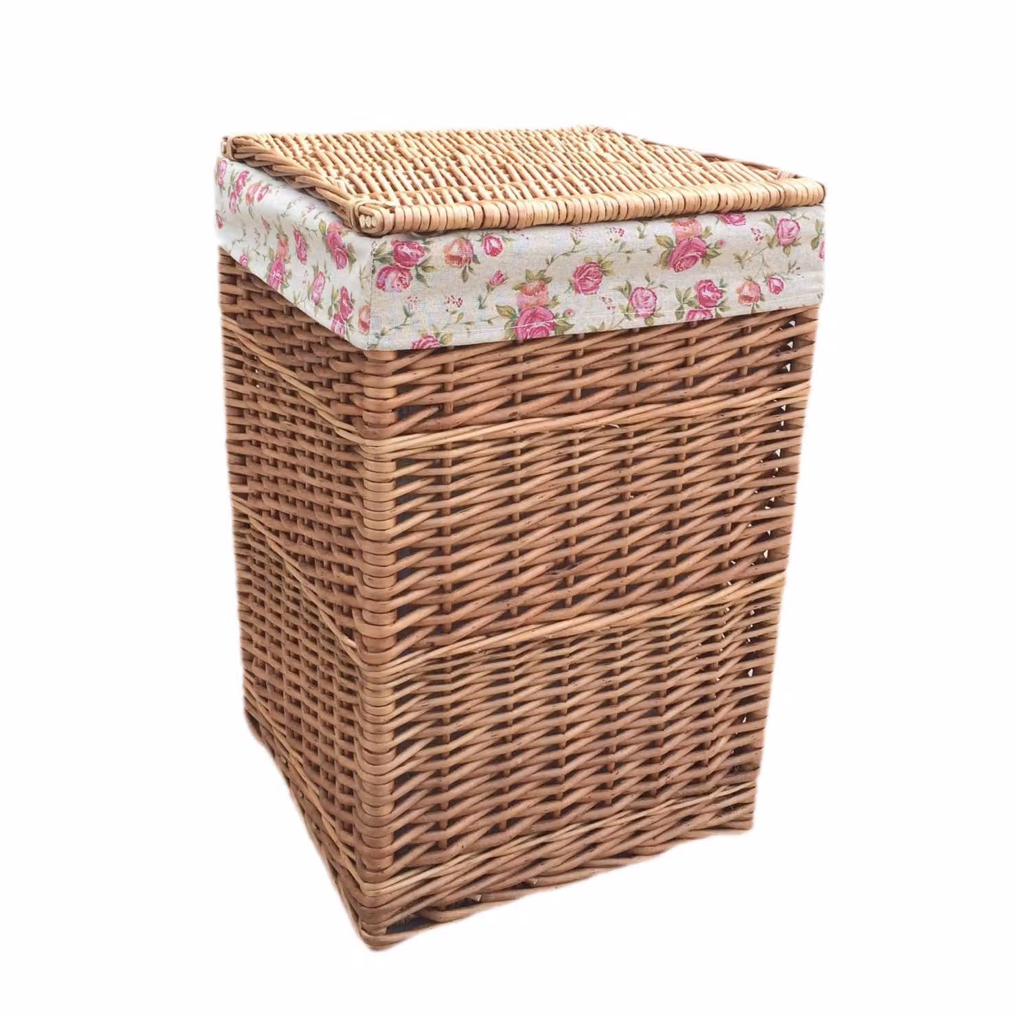 Set of 2 Red Wicker Laundry Baskets with Cotton Lined Removable Bags and Handles – 2