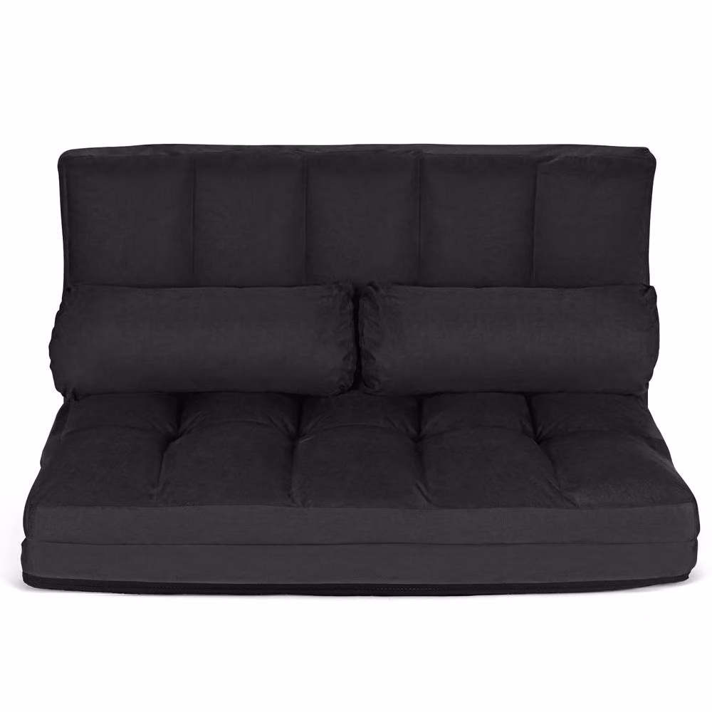Costway Adjustable 6-Position Foldable Floor Sofa Bed in Black – 3