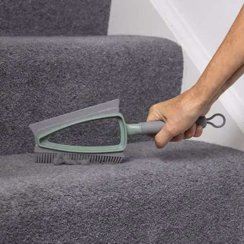 JVL Rubber Dustpan and Brush Set with Scraper, Green and Grey – 3