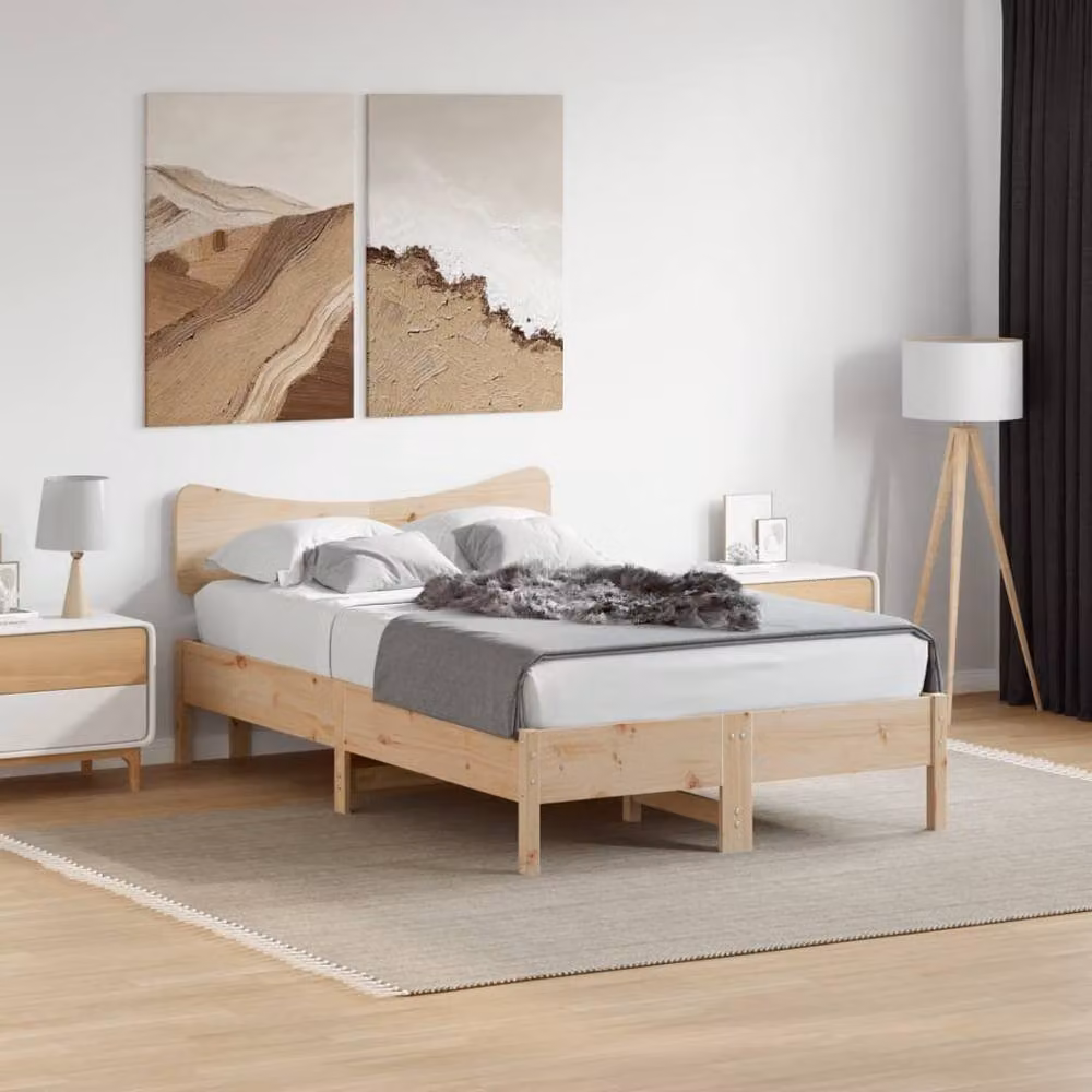 Berkfield Home Rustic Solid Wood Pine Headboard in Beige, Width: 120 cm – 3