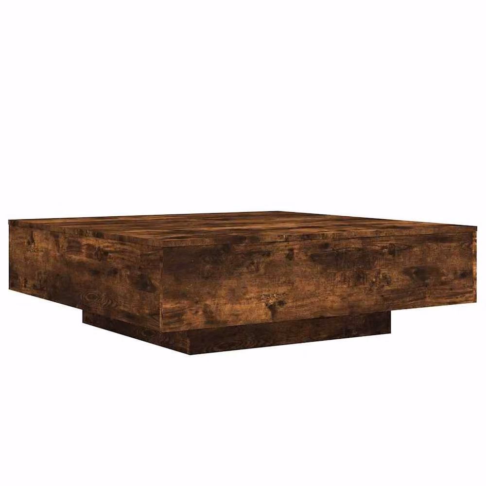Berkfield Home Modern Square Coffee Table with LED Lights in Smoked Oak Brown, W/D/H: 100 x 100 x 31 cm – 3