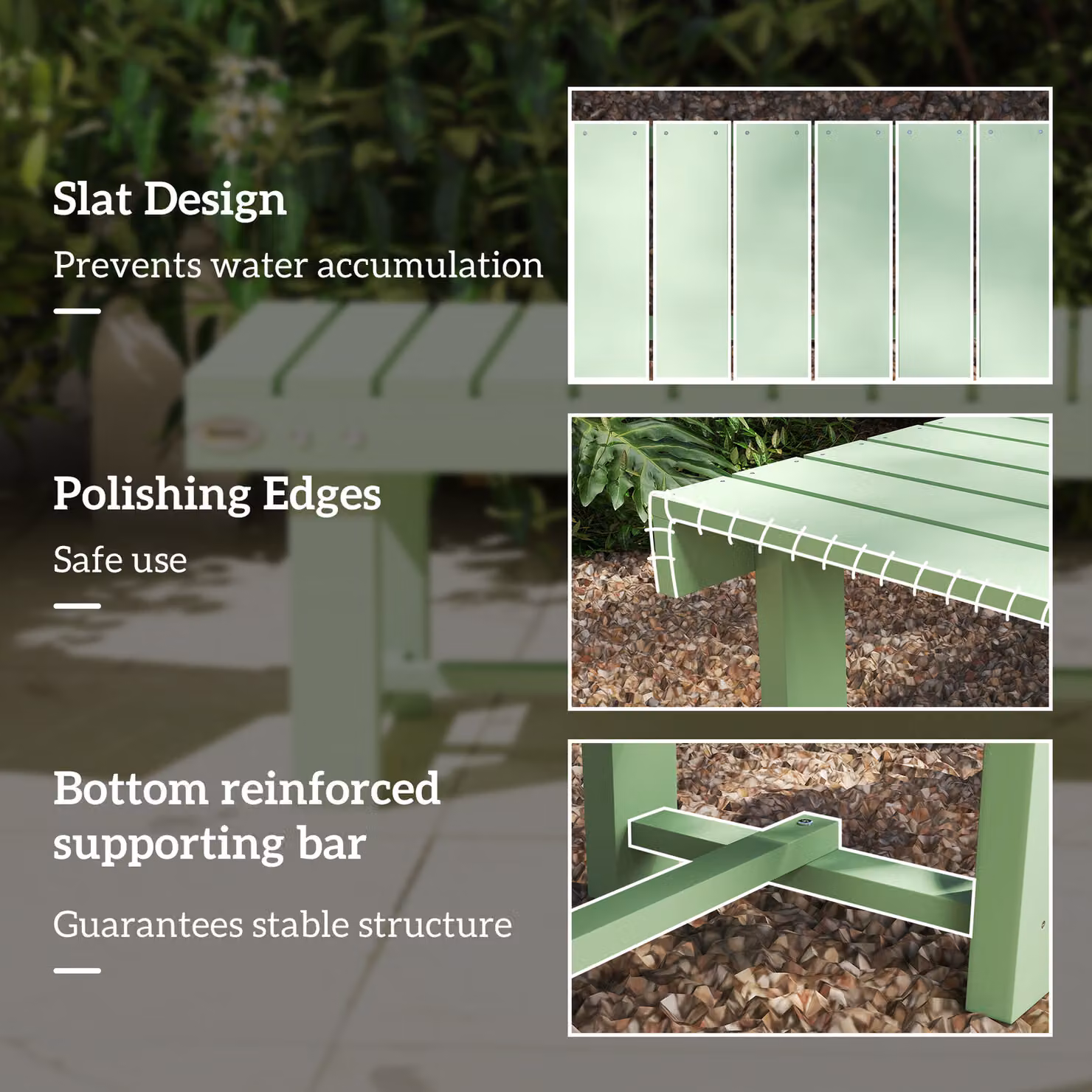 Outsunny Green Wooden Garden Bench with Slatted Seat – 5